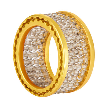 Anillo Telarar Dorado Liso Gris Traslúcido